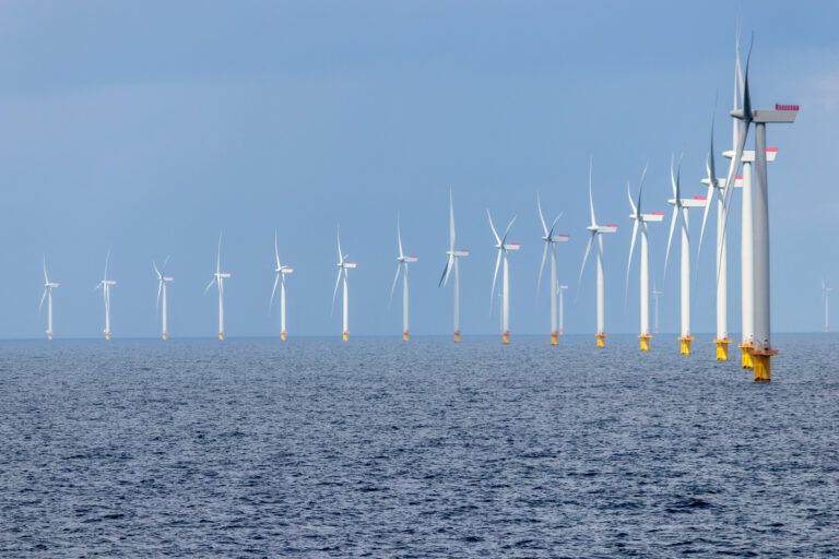 Offshore wind farm in the Kattegat sea outside Denmark.